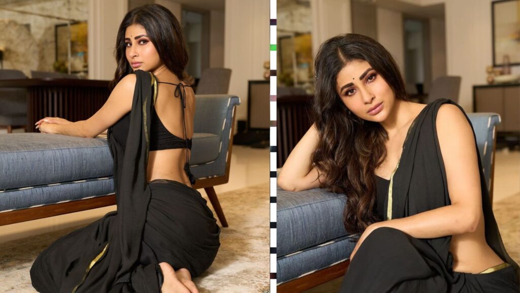 Mouni Roy Hot Photos In Black Saree – Okeyworld